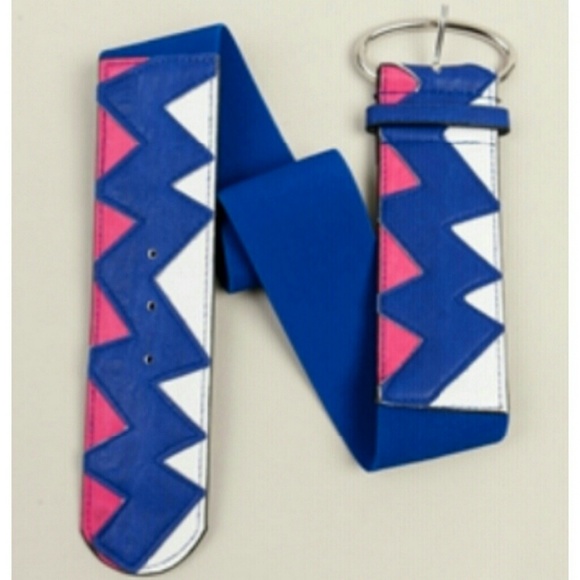 Pink, Blue & White Zig-Zag Waist Belt - Picture 1 of 3
